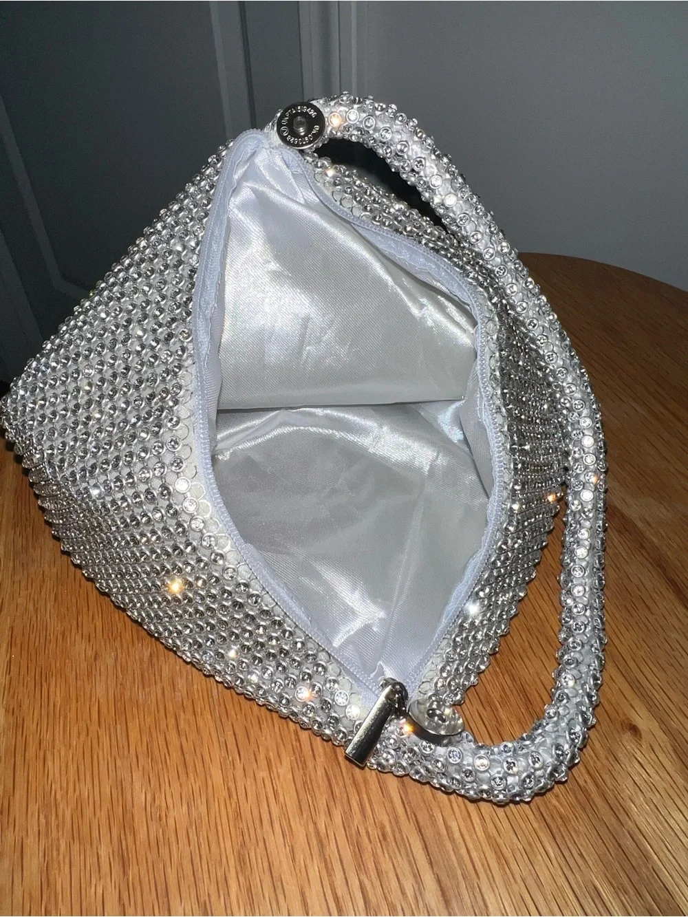 Crystal Rhinestone Evening Bag – Silver Wristlet Clutch